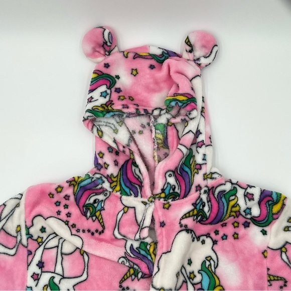Girls Unicorn Hooded Plush Bathrobe Soft Kawaii Fleece Robe Swim Cover-Up Sz. 12 - Picture 4 of 7